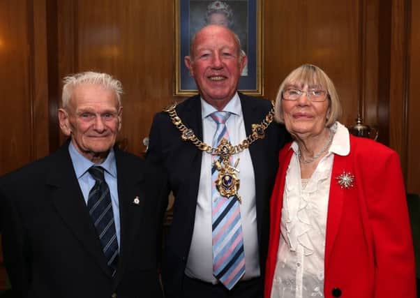 Lord Mayor of Portsmouth Cllr Ken Ellcome with Jean and Allan Thompson. Picture: Chris Moorhouse