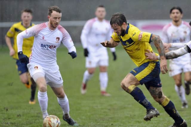 Steve Hutchings scored late for Moneyfields to earn them a draw. Picture: Ian Hargreaves