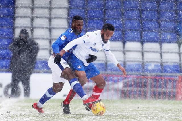 Anton Walkes battles for the ball. Picture: Joe Pepler