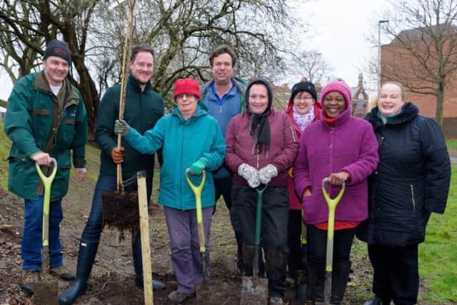 Stephen Morgan MP (second left) and Trish Bell (far right) with members of the Tree Council and volunteers. Picture by Vernon Nash (180071-2)