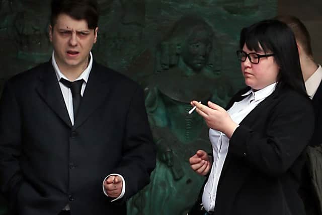Daniel Whelan and Katy Whelan outside Portsmouth Crown Court