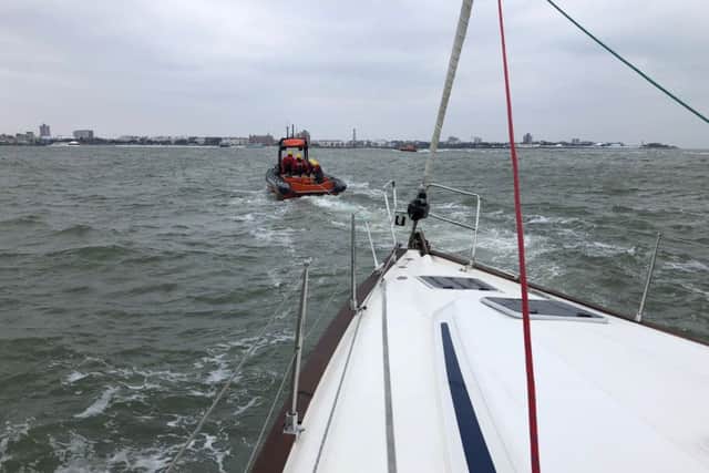The yacht being towed to Gosport. Credit: GAFIRS