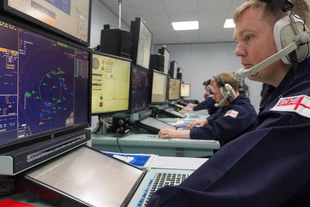The 10,000th trainee passes through the MCTS training facility at HMS Collingwood. AB(WS) Matthew North at his consul during a simulated missile attack
