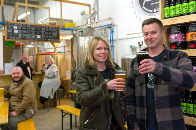 Hayley Wise with her partner Guy Lymn at Urban Island Brewing