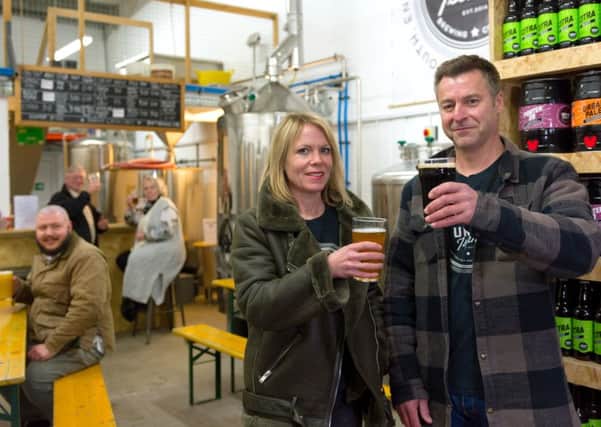 Hayley Wise with her partner Guy Lymn at Urban Island Brewing