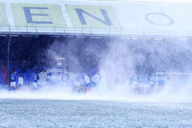 Pompey's match at Oldham was disrupted by the snow on Saturday. Picture: Joe Pepler