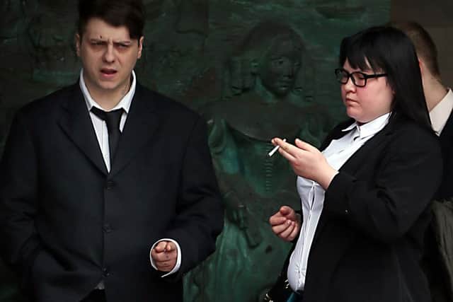 Daniel Whelan and Katy Whelan outside Portsmouth Crown Court