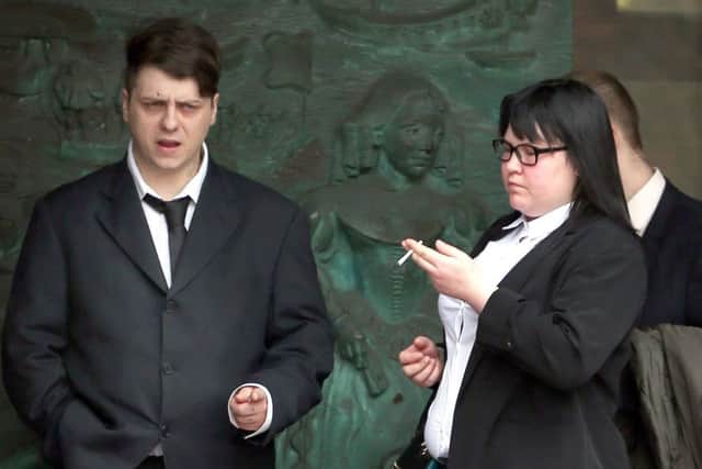 Daniel Whelan and Katy Whelan outside Portsmouth Crown Court