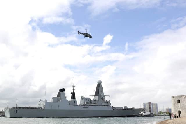 Type 45 destroyer HMS Daring in Portsmouth Harbour