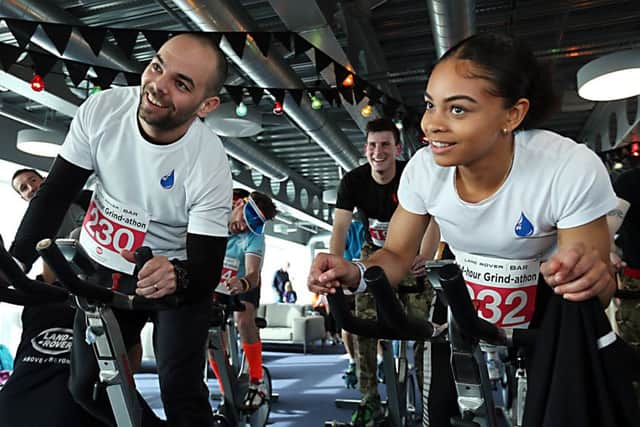 Participants in the 24-hour grindathon and 12-hour spinathon for Sport Relief