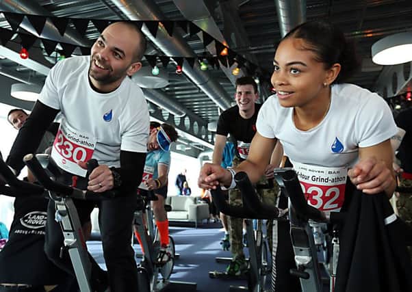 Participants in the 24-hour grindathon and 12-hour spinathon for Sport Relief