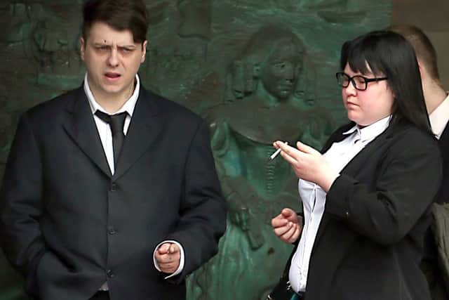 Daniel Whelan and Katy Whelan outside Portsmouth Crown Court.