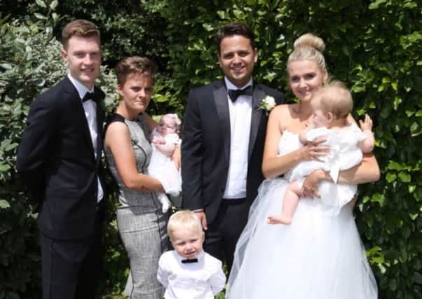 Danielle James, from Southsea, is taking part in the British Heart Foundation's London to Brighton Bike Ride after the charity helped her brother Dean James when he had a cardiac arrest. From left to right (excluding children) - Jay James, Danielle James, Dean James and his wife Laura