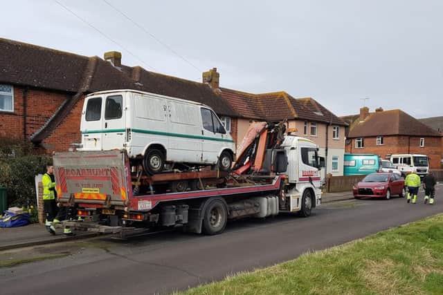 Two of the five vehicles removed by the council from Shore Avenue, Milton, this month PHOTO: Portsmouth City Council