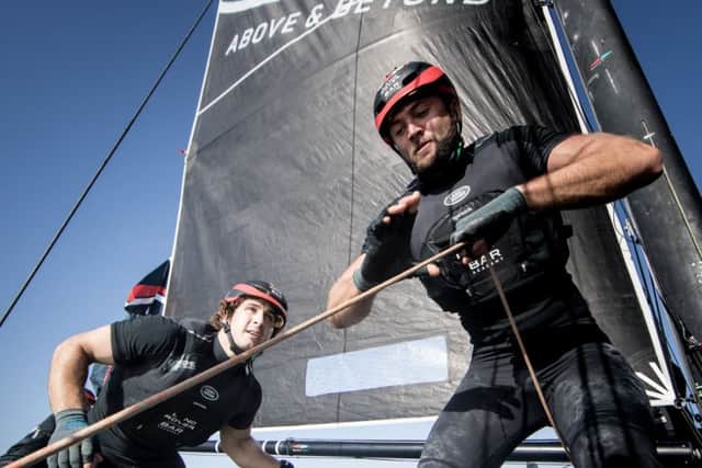 The Extreme Sailing Series 2018. Pictures of day two of racing close to the shore and city of Muscat, Oman. Picture: Lloyd Images