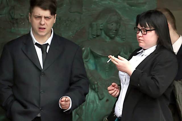 Daniel Whelan and Katy Whelan outside Portsmouth Crown Court