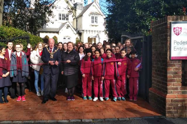 Girls from Portsmouth High School with Lord Mayor of Portsmouth Cllr Ken Ellcome. Picture: Supplied