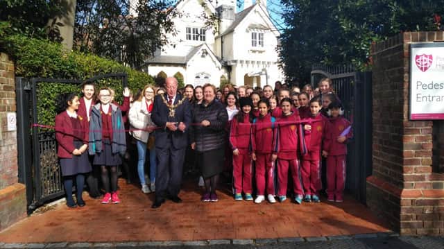 Girls from Portsmouth High School with Lord Mayor of Portsmouth Cllr Ken Ellcome. Picture: Supplied