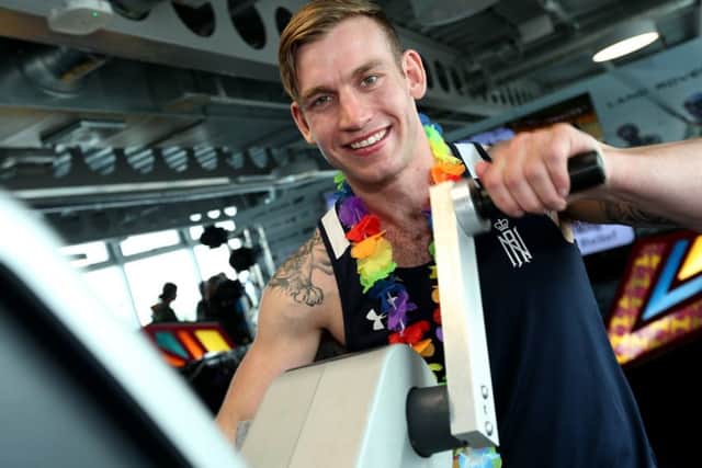 A participant in the 24-hour grindathon for Sport Relief