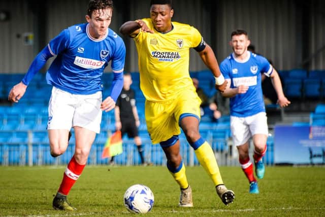 Dan Smith was involved in both Pompey goals as the Blues academy side lost 3-2 at Southend Picture: Colin Farmery