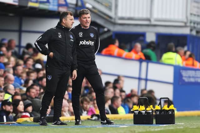 Joe Gallen, right, says Kenny Jackett will be back at Pompey this week. Picture: Joe Pepler
