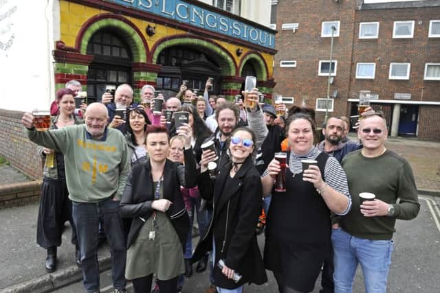 Regulars raise a glass to their old friend Raymond 'Danny' Daniels at a fundraising afternoon at The Fox Tavern in Gosport to raise money for the Royal Navy veteran's funeral
Pictures Ian Hargreaves (180441-1) PPP-180325-191623001