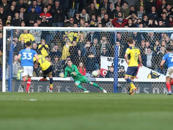 Oxford United's Alex Mowatt missed his 63rd-minute penalty before getting sent off