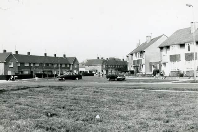 One of the earliest parts of Leigh Park estate, the junction of Purbrook Way and Botley Drive.