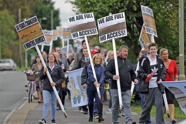 Residents from Portchester have marched in protest to Fareham Council Offices to voice their objections to a proposal to build more homes in the Portchester/Fareham area