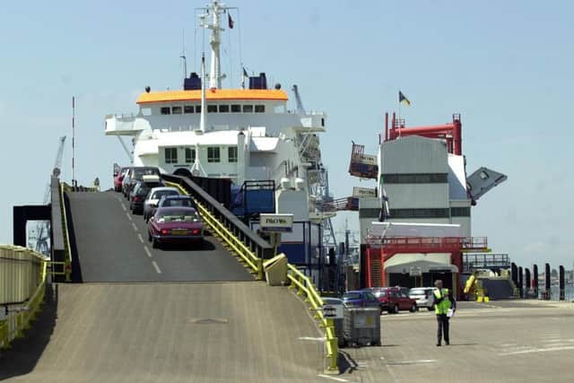 Ferry Port.13-06-01.013063-2.photo ian hargreaves.


A freight lorry leaves The Pride of Le Havre cross channel ferry after berthing at Portsmouth's Continental Ferry Port. MAYOAK0003133577