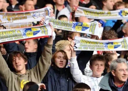 Hawks fans at the club's FA Cup tie with Liverpool in 2008 Picture: Allan Hutchings