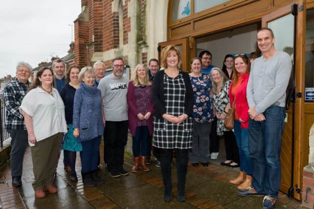 Minister of North End Baptist Church Tracey Ansell (centre, foreground) with supporters and members of her congregation Picture by Duncan Shepherd