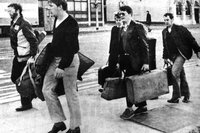 Easter leave over virtually before it began, the men of Hermes and Invincible stream back into Portsmouth Naval Base as Britains Falkland Islands task force gathers