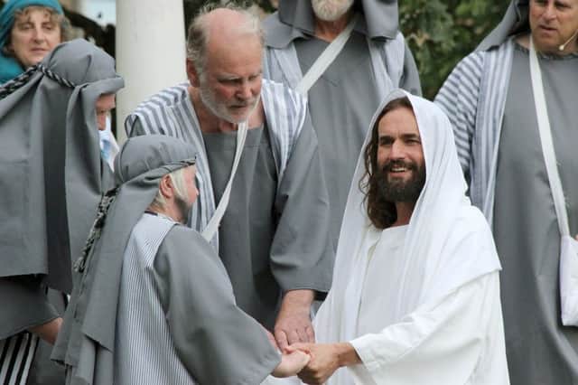 A re-enactment of Jesuss resurrection as part of the Havant Passion Play