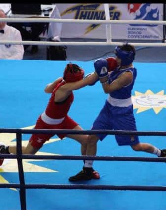 Ebonie Jones on her way to victory over Amanda Millere. Picture: England Boxing
