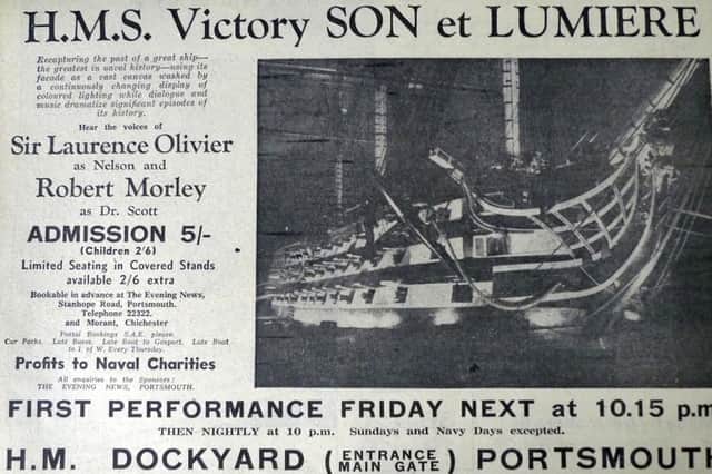 The advert for the son et lumiere on HMS Victory in the summer of 1960.