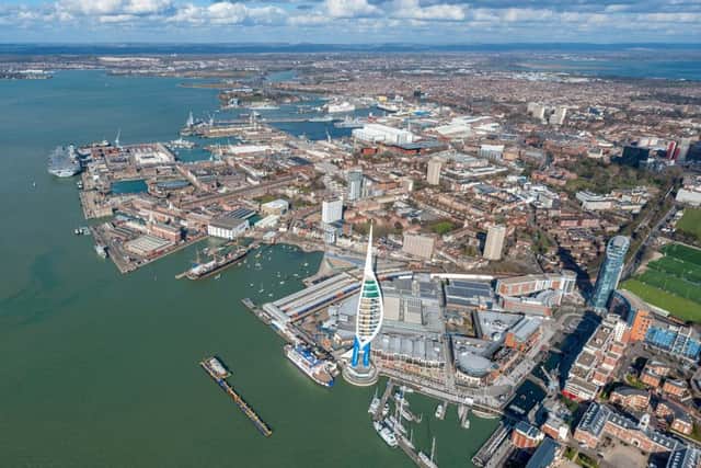 An aerial view of Gunwharf Quays. Credit: Shaun Roster