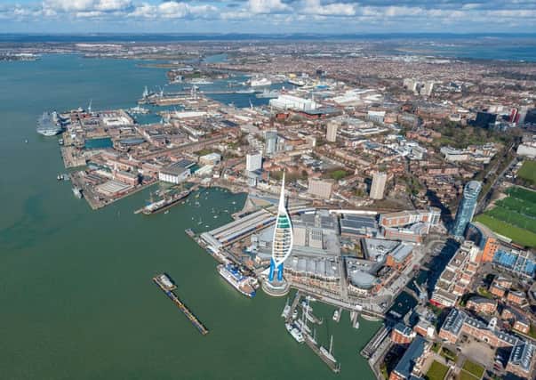 An aerial view of Gunwharf Quays. Credit: Shaun Roster