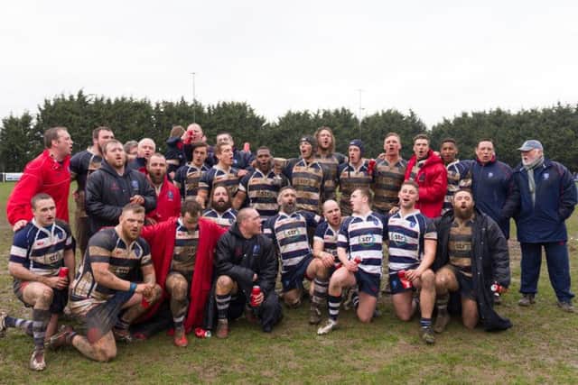 Havant celebrate their 19th Hampshire Cup victory. Picture: Duncan Shepherd