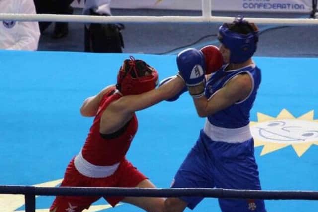 Ebonie Jones during the European Championships. Picture: England Boxing PPP-180328-154646002