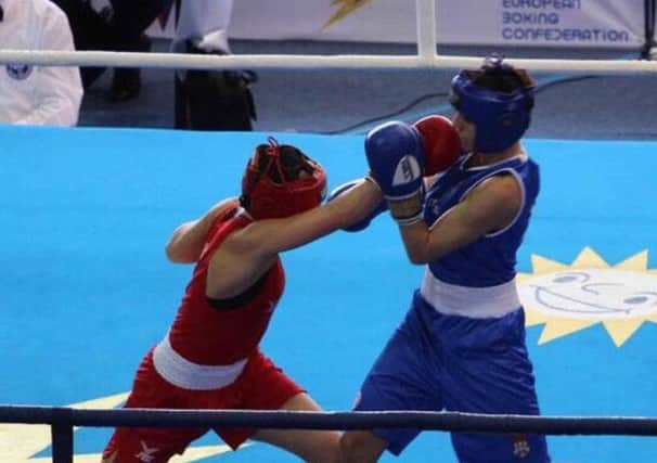 Ebonie Jones during the European Championships. Picture: England Boxing PPP-180328-154646002