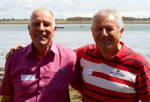 Pete Cox, left, outside the sailing club on Thorney Island with John McGregor, who organised the Thorney Island Reunion in 2015. They worked together for five years at Thorney