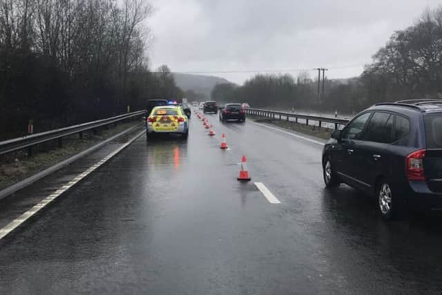 The A3 southbound near Petersfield Picture: @HantsPolRoads on Twitter
