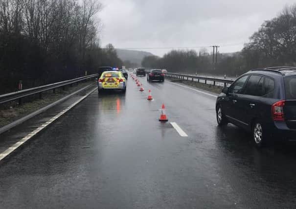 The A3 southbound near Petersfield Picture: @HantsPolRoads on Twitter