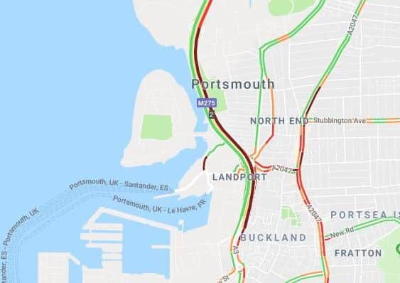 Traffic in Portsmouth at 2pm. Picture: Google Maps