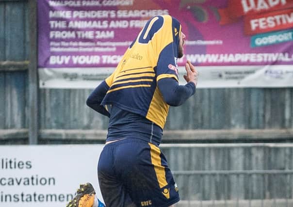 Rowan Vine celebrates his goal. Picture: Keith Woodland