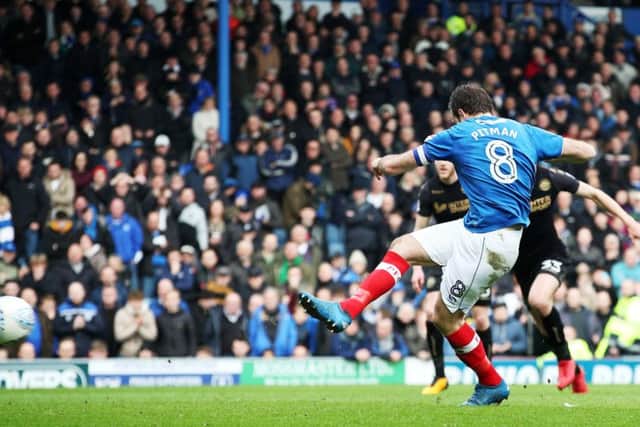 Brett Pitman scored his 20th goal of the season for Pompey against Wigan. Picture: Joe Pepler