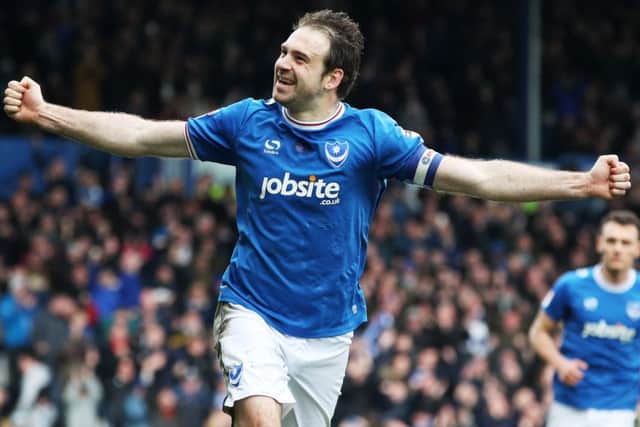 Brett Pitman opened the scoring for Pompey against Wigan. Picture: Joe Pepler
