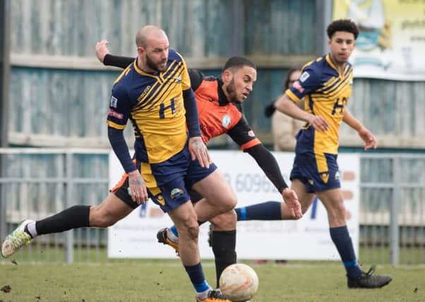 Rowan Vine scored for Gosport on their 1-1 draw against Biggleswade Town. Picture Credit: Keith Woodland