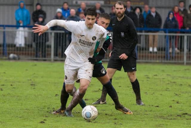 Andreas Robinson in action against Weston-super-Mare. Picture: Duncan Shepherd